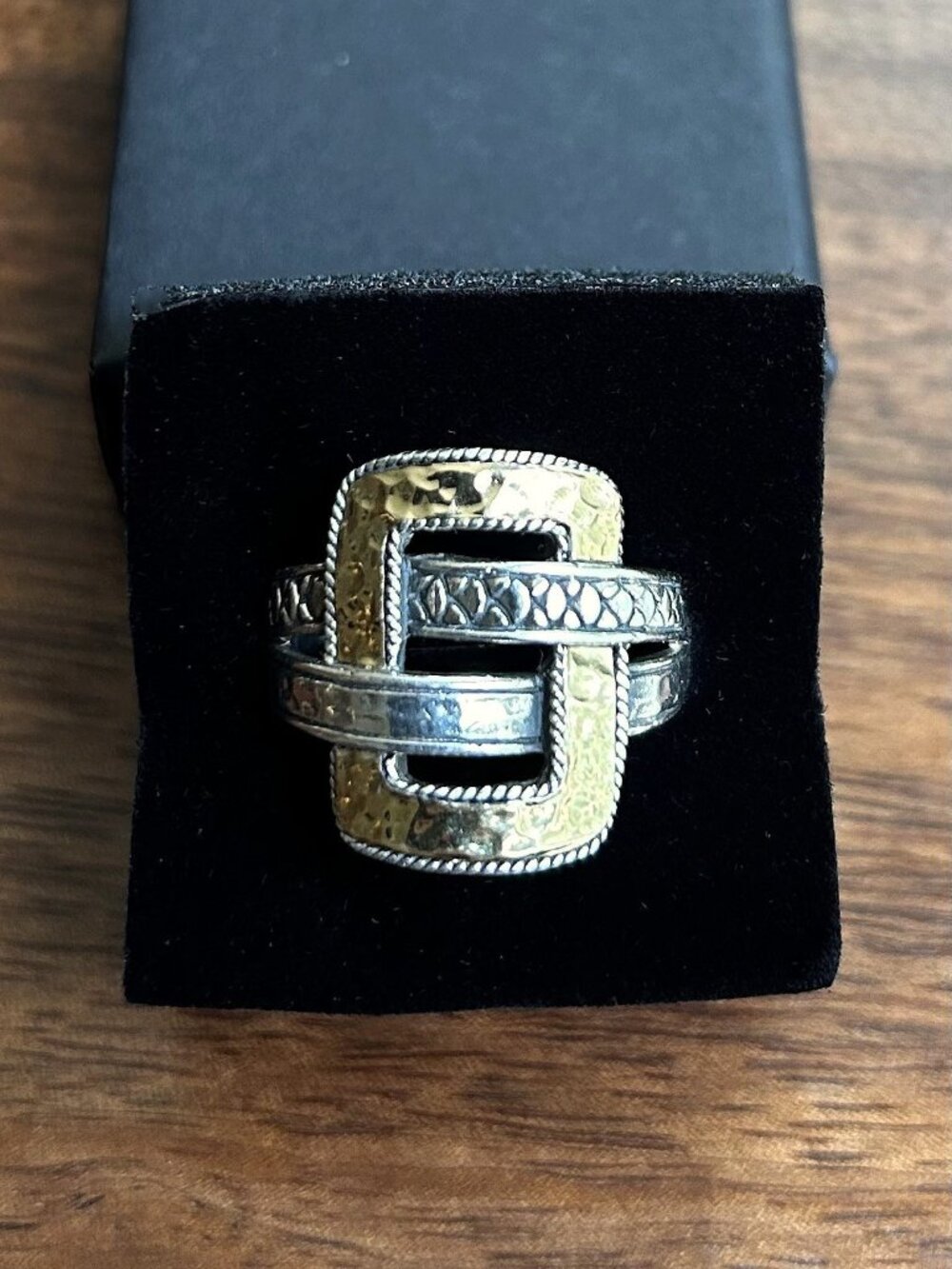 ROSS SIMONS Sterling Silver and 18K Bali-Style Buckle Ring